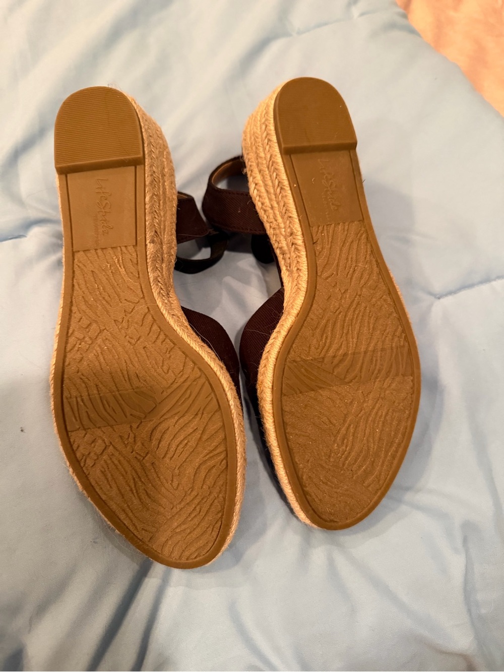 Life Stride Black Espadrille Wedge Sandals with Elastic Ankle Band - Picture 3 of 3